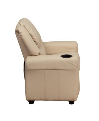 Contemporary Kids Single Wood Cup Holder, Headrest  Recliner Chair