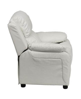 Deluxe Vinyl Padded Contemporary Kids Recliner With Storage Arms