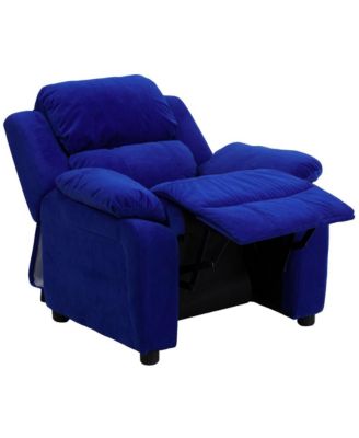 Deluxe Vinyl Padded Contemporary Kids Recliner With Storage Arms