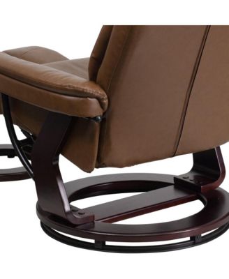 Multi-Position Recliner Chair & Curved Ottoman with Swivel Wood Base