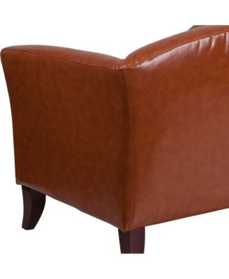 Leathersoft Reception/Living Room Loveseat With Cherry Wood Feet