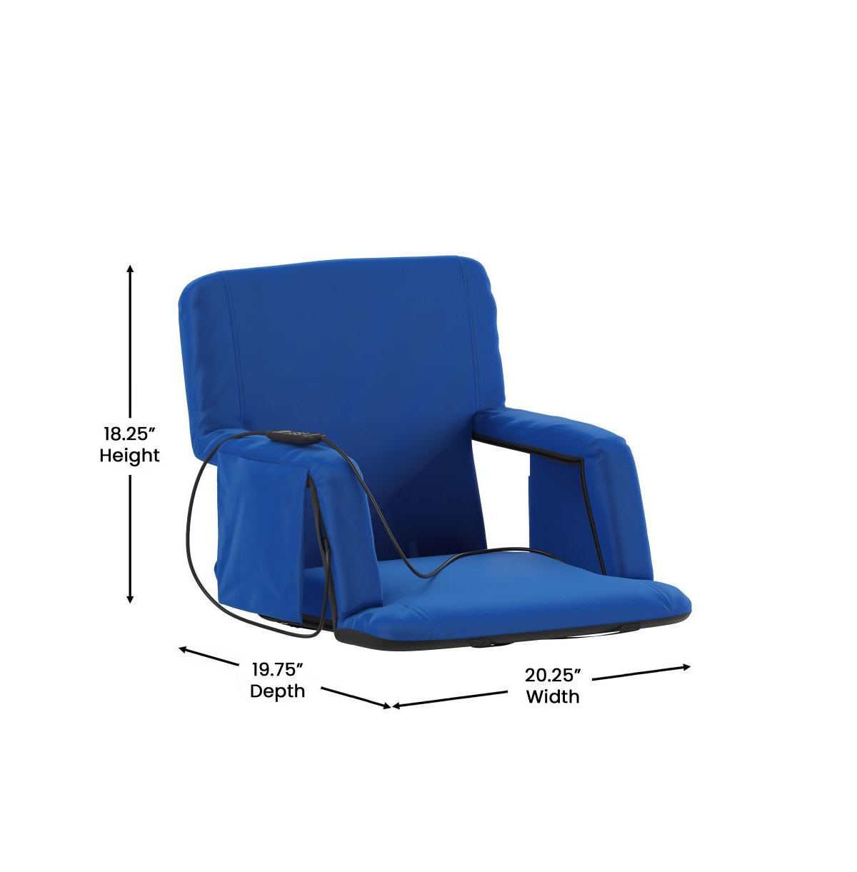 Mikki Portable Heated Reclining Stadium Chair With Armrests, Heated Padded Back & Heated Seat With Dual Storage Pockets And Backpack Straps