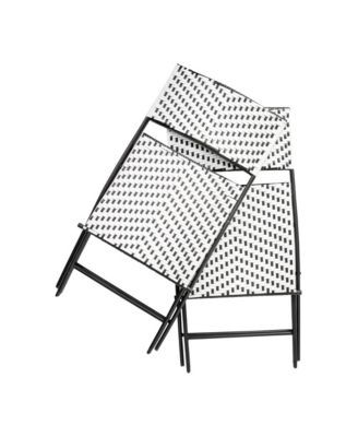 Ciel Set Of Two Folding Bistro Chairs In Pe Rattan With Metal Frames For Indoor And Outdoor Use