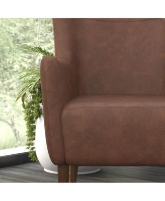 Regal Traditional Wingback Accent Chair, Upholstery And Wooden Frame And Legs