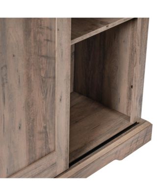 Finnoula Farmhouse Storage Cabinet, Semi-Open Storage With Sliding Barn Door