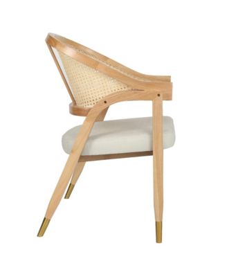 Bronson Cane Rattan Padded Accent Or Dining Chair With Metallic Accented Legs