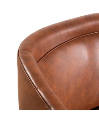 Wyn Upholstered Club Style Barrel Chair With Sloped Armrests And 360 Degree Swivel Base In A Vinyl Wrap