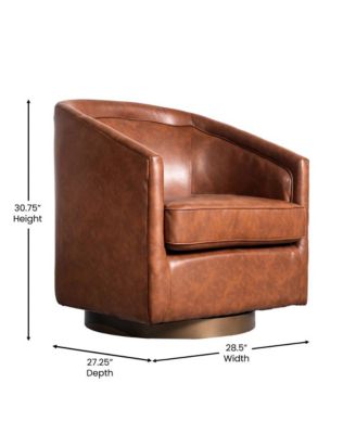 Wyn Upholstered Club Style Barrel Chair With Sloped Armrests And 360 Degree Swivel Base In A Vinyl Wrap