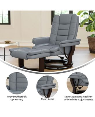 EMMA + OLIVER 2 Pc  LeatherSoft Multi-Position Recliner,   Mahogany Wood Frame  Recliner Set