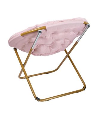 1 Count With Cozy Faux Fur Cushion And Metal Frame For Dorms, Bedrooms, Apartments And More - Ersa Oversize Folding Saucer Chair