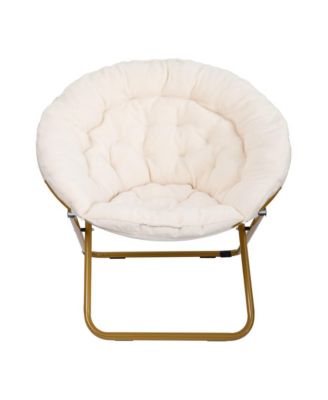 1 Count With Cozy Faux Fur Cushion And Metal Frame For Dorms, Bedrooms, Apartments And More - Ersa Oversize Folding Saucer Chair