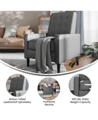 One Pack Tufted Upholstery Darcy Mid-Century Modern Ergonomic Push Back Recliner Chair