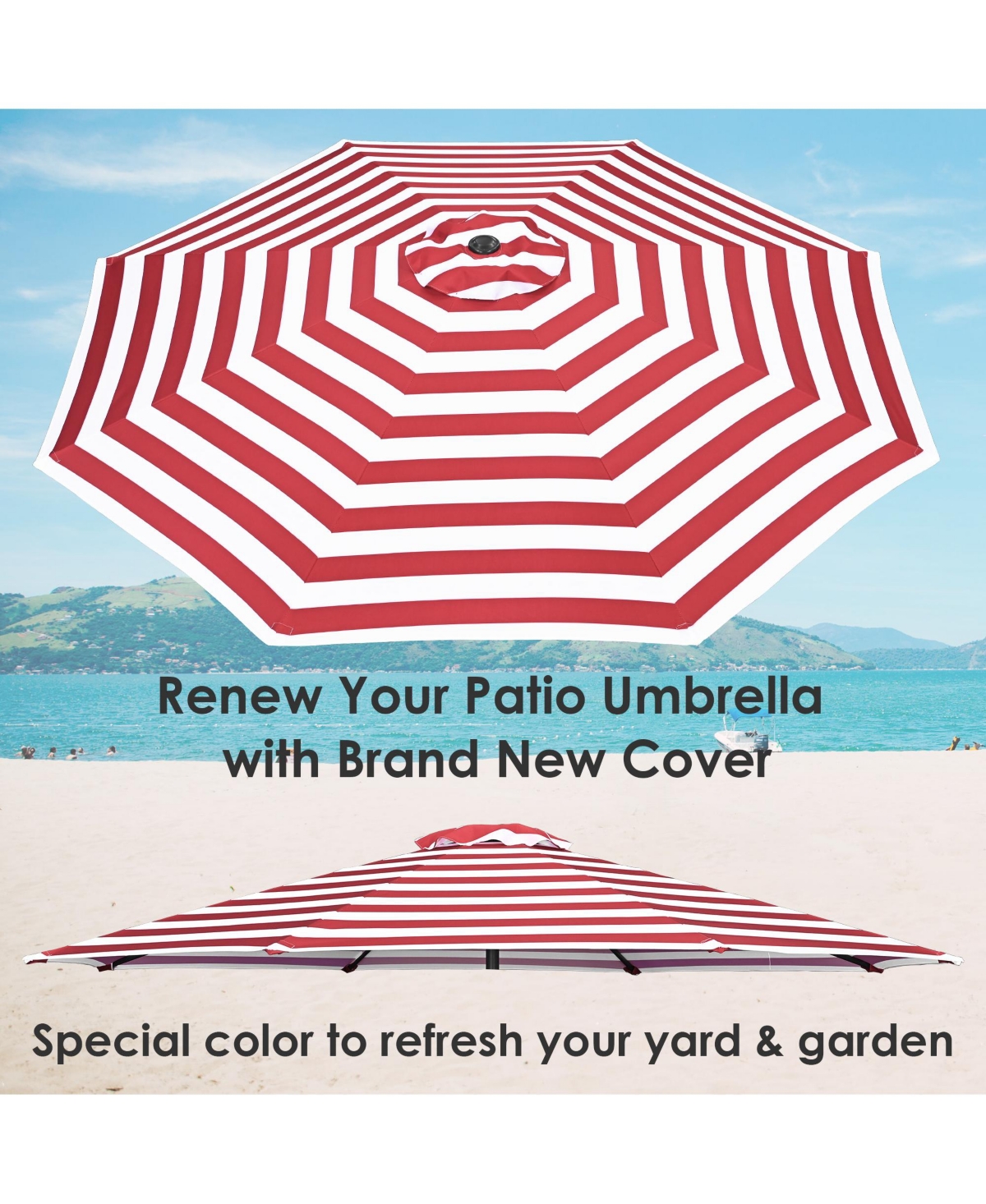 8 Ft Patio Umbrella Replacement Canopy Market Table Top Sunshade Cover Outdoor