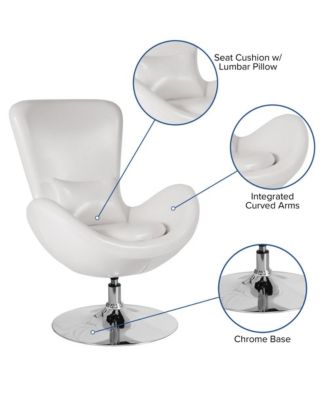 Soro High-Back Egg Style Lounge Chair With 360° Swivel Metal Base