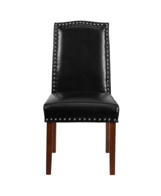 Hollowell Parsons Chair Plush Dining Chair With Accent Nail Trim And Wooden Legs
