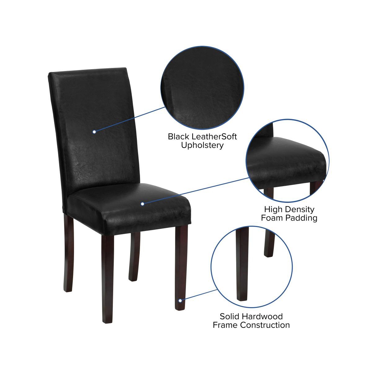 Vallia Series Set Of 4 Panel Back Parson's Chairs For Kitchen, Dining Room And More