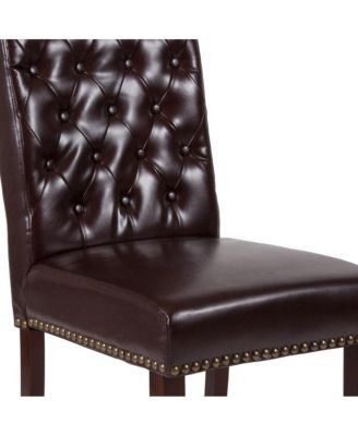 2 Pk Upholstered Rolled Back Parson'S Chair With Nailhead Trim & Finished Frame With Plastic Floor Glides