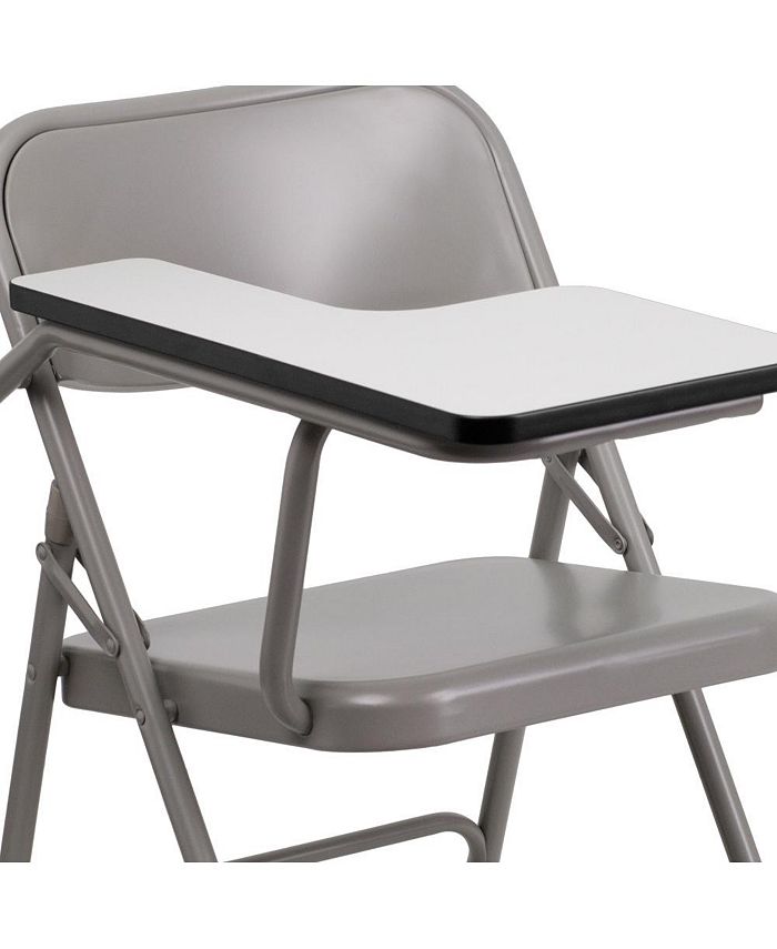 EMMA+OLIVER Premium Steel Folding Chair With Right Handed Tablet Arm