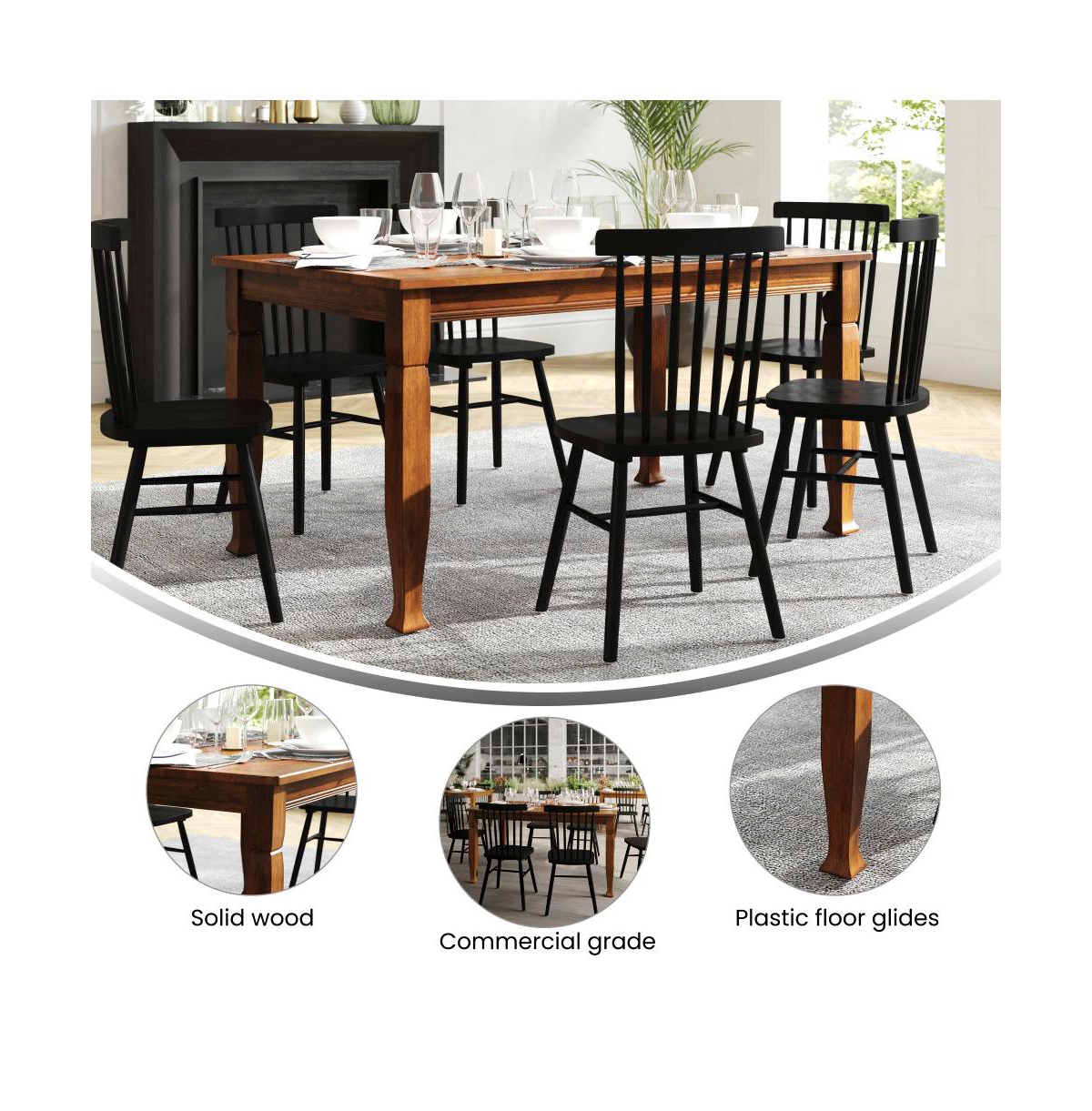 Merrick Lane Finnley Wooden Dining Table With Sculpted Legs