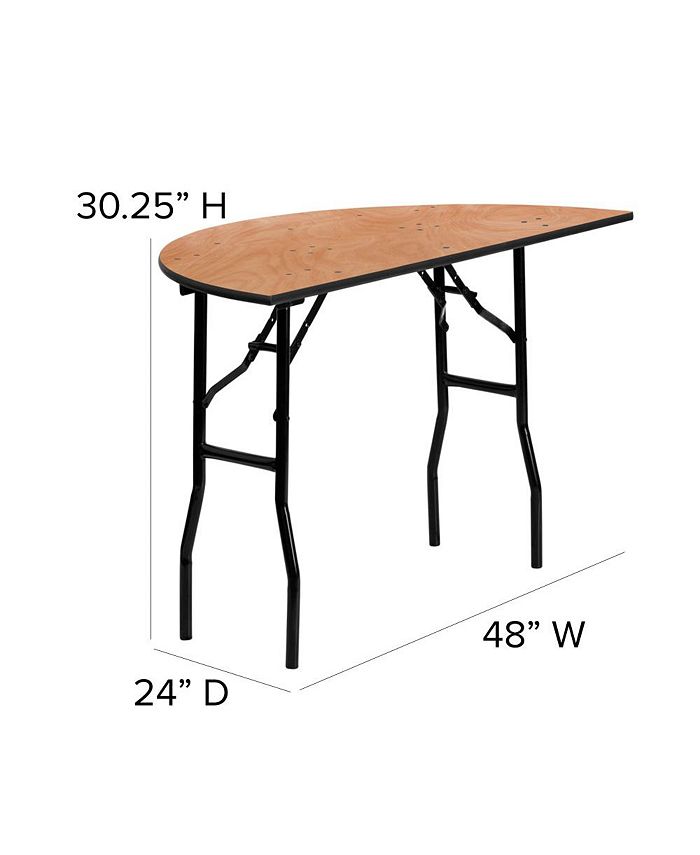 4-Foot Half-Round Wood Folding Banquet Table