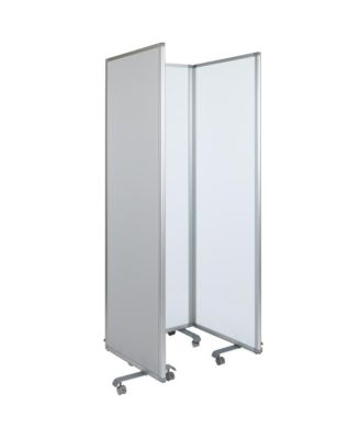 Mobile Whiteboard/Cloth 3 Section Partition With Locking Casters, 72"H X 24"W