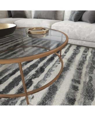 Newbury Glass Coffee Table With Round Matte Frame And Vertical Legs