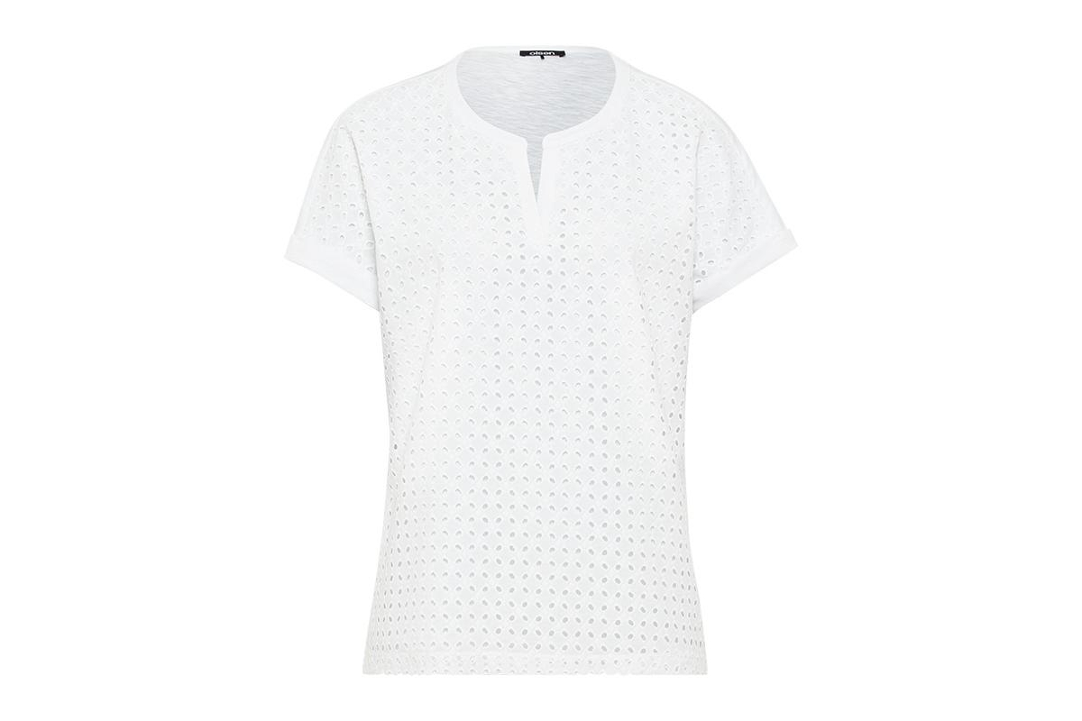 Women's 100% Cotton Short Sleeve Eyelet T-Shirt - White