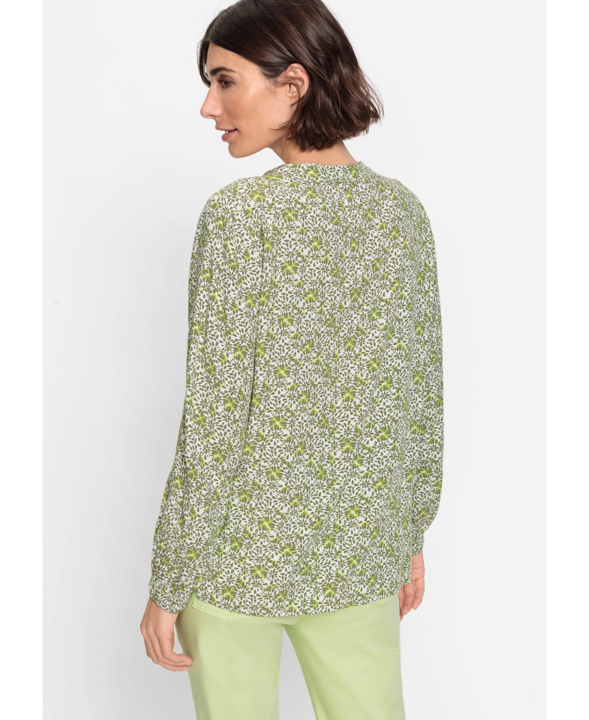 Olsen Women's 100% Viscose Long Sleeve Printed Tunic Blouse
