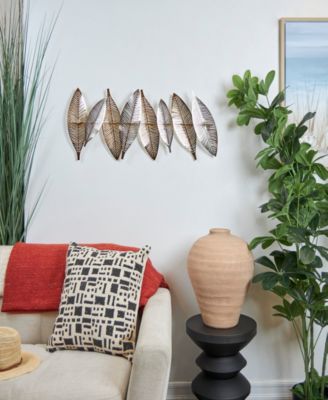 Gold Metal Leaf Metallic Wall Decor with Silver Accents, 2" x 32" x 13"