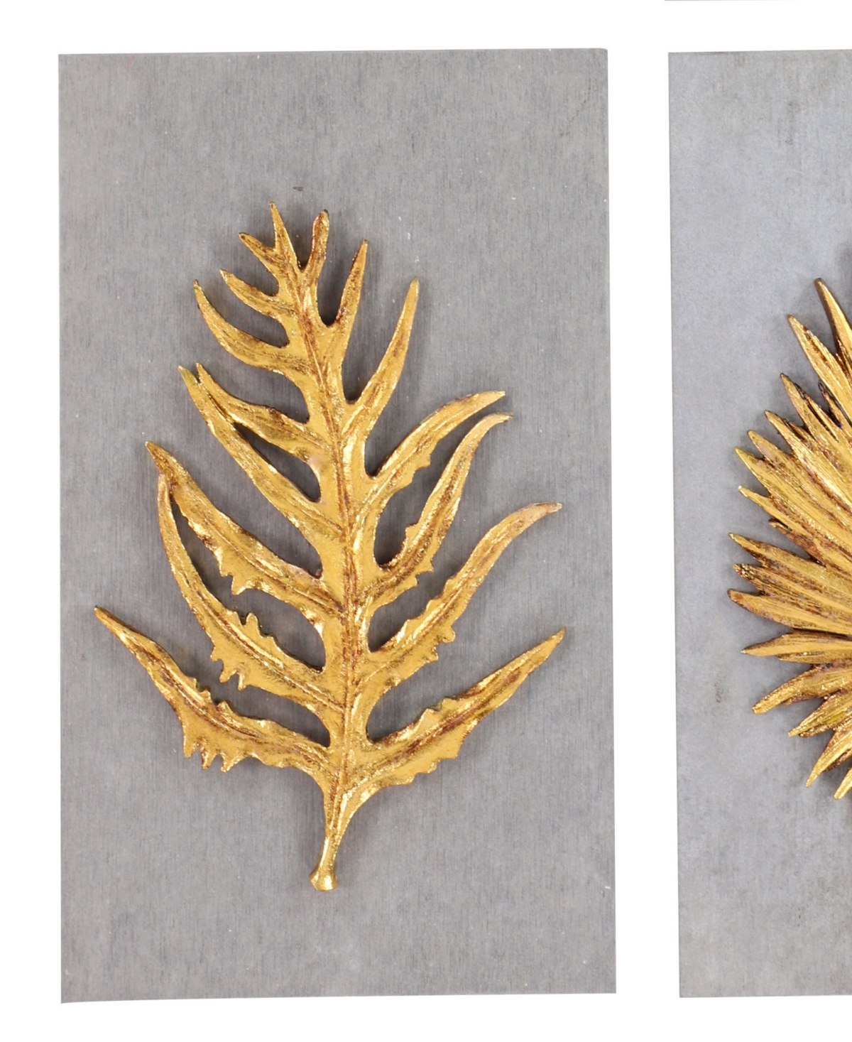Rosemary Lane Gold Cement Stone Leaf Framed 3d Wall Decor, Set Of 4 8"w, 11"h In Gold