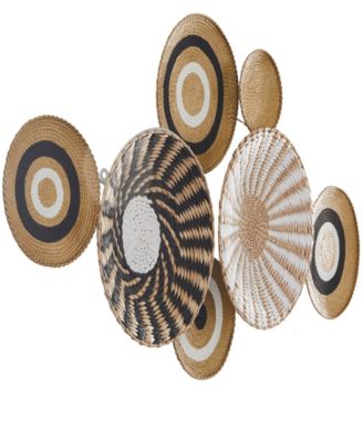  Novogratz Gold Dried Plant Handmade Woven Plate Wall Decor with Intricate Patterns 44" x 3" x 24"