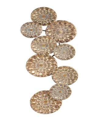 Rosemary Lane - Gold Metal Plate Wall Decor with Embossed Design, 19" x 3" x 50"