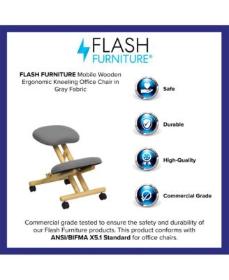 Mobile Wooden Ergonomic Kneeling Office Chair