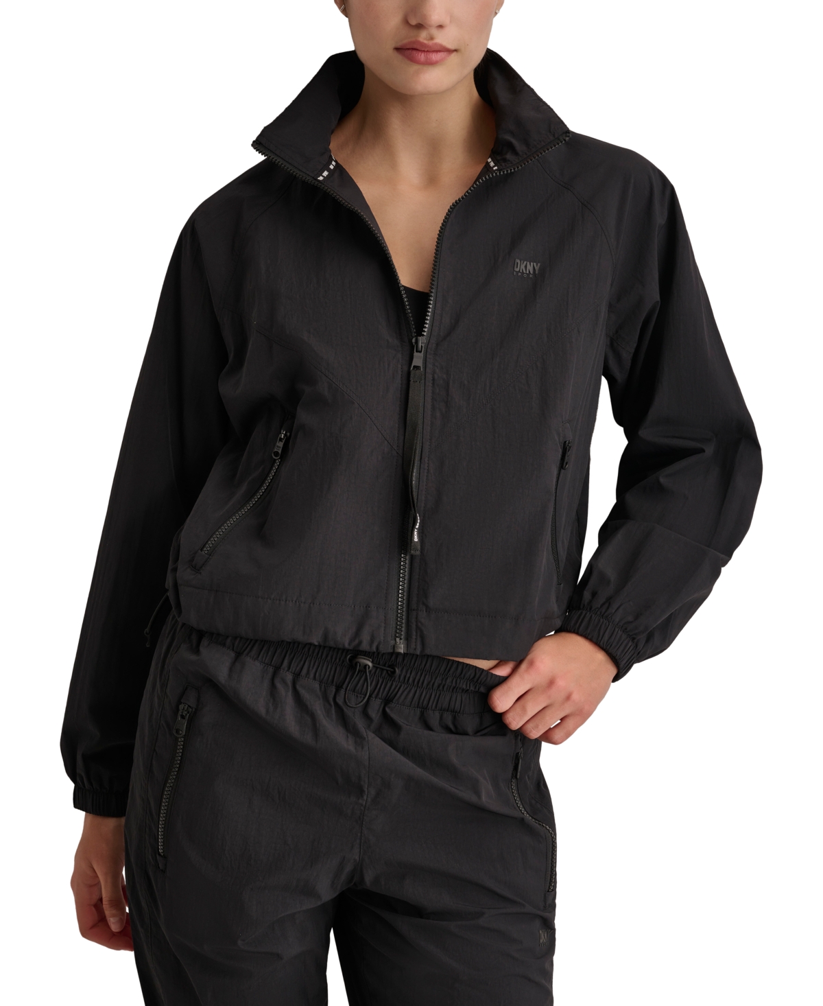 Shop Dkny Sport Women's Zip-front Long-sleeve Jacket In Black
