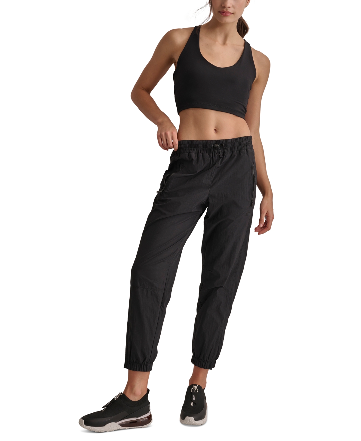 Shop Dkny Sports Women's High-rise Pull-on Joggers Pants In Black