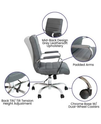 Milano Contemporary Mid-Back Home Office Chair With Padded Arms