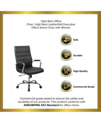 1 Pc Faux Leather Padded Arm Contemporary High-Back Office Chair