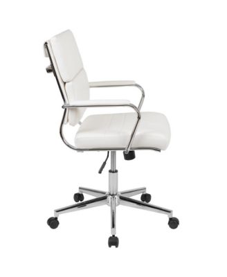 Mcentyre Ergonomic Swivel Office Chair Panel Style Mid-Back Computer Desk Chair With Padded Metal Arms & Base