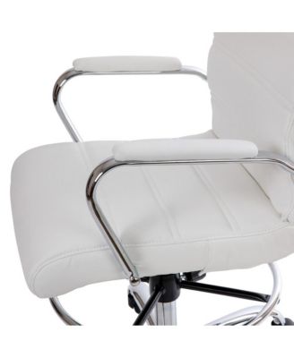Tevia Mid-Back Drafting Chair With Adjustable Foot Ring Upholstered Swivel Chair With Chrome Base