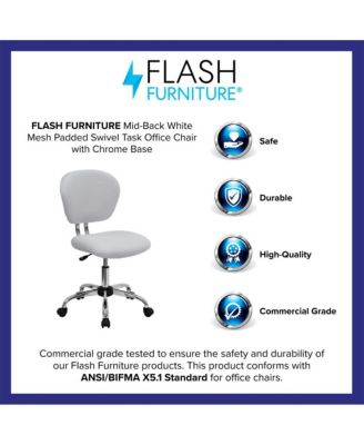 EMMA + OLIVER  Mid-Back Mesh, Padded, Chrome   Swivel, Ergonomic  Task Office Chair