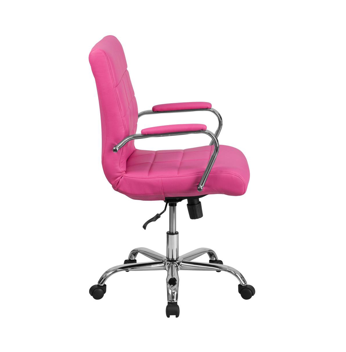 Emma+Oliver Mid-Back Vinyl Executive Swivel Office Chair With Chrome Base And Arms
