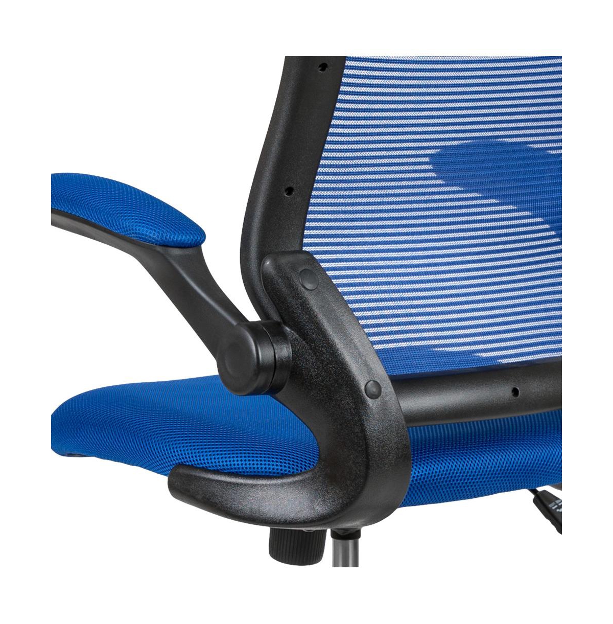 Emma+Oliver Mid-Back Mesh Ergonomic Drafting Chair With Foot Ring And Flip-Up Arms
