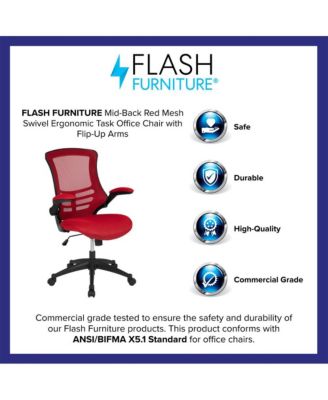 Mid-Back Mesh Swivel Ergonomic Task Office Chair With Flip-Up Arms