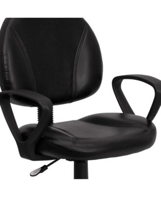 Mid-Back Leather Swivel Ergonomic Task Office Chair With Back Depth Adjustment And Arms