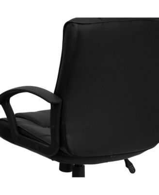 Mid-Back Leather Ripple And Accent Stitch Upholstered Swivel Task Office Chair With Arms