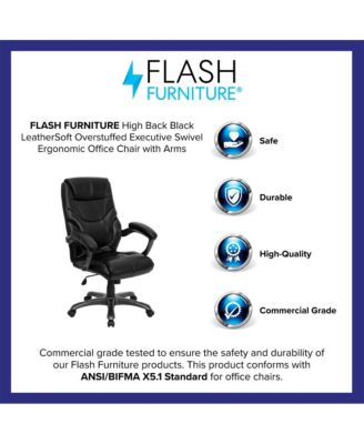 High Back Leathersoft Executive Swivel Ergonomic Office Chair With Arms