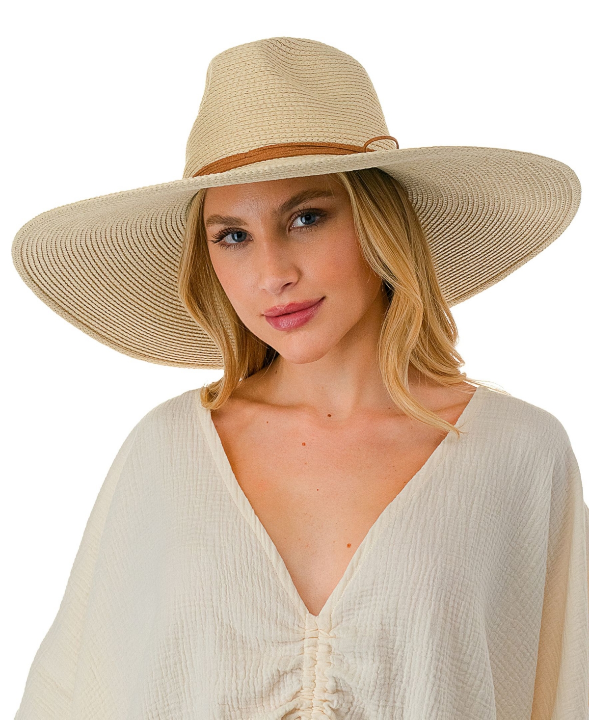 Shop Marcus Adler Women's Straw Floppy Hat In Light Tan