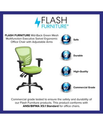 Mid-Back Mesh Triple Paddle Swivel Ergonomic Office Chair With Adjustable Arms