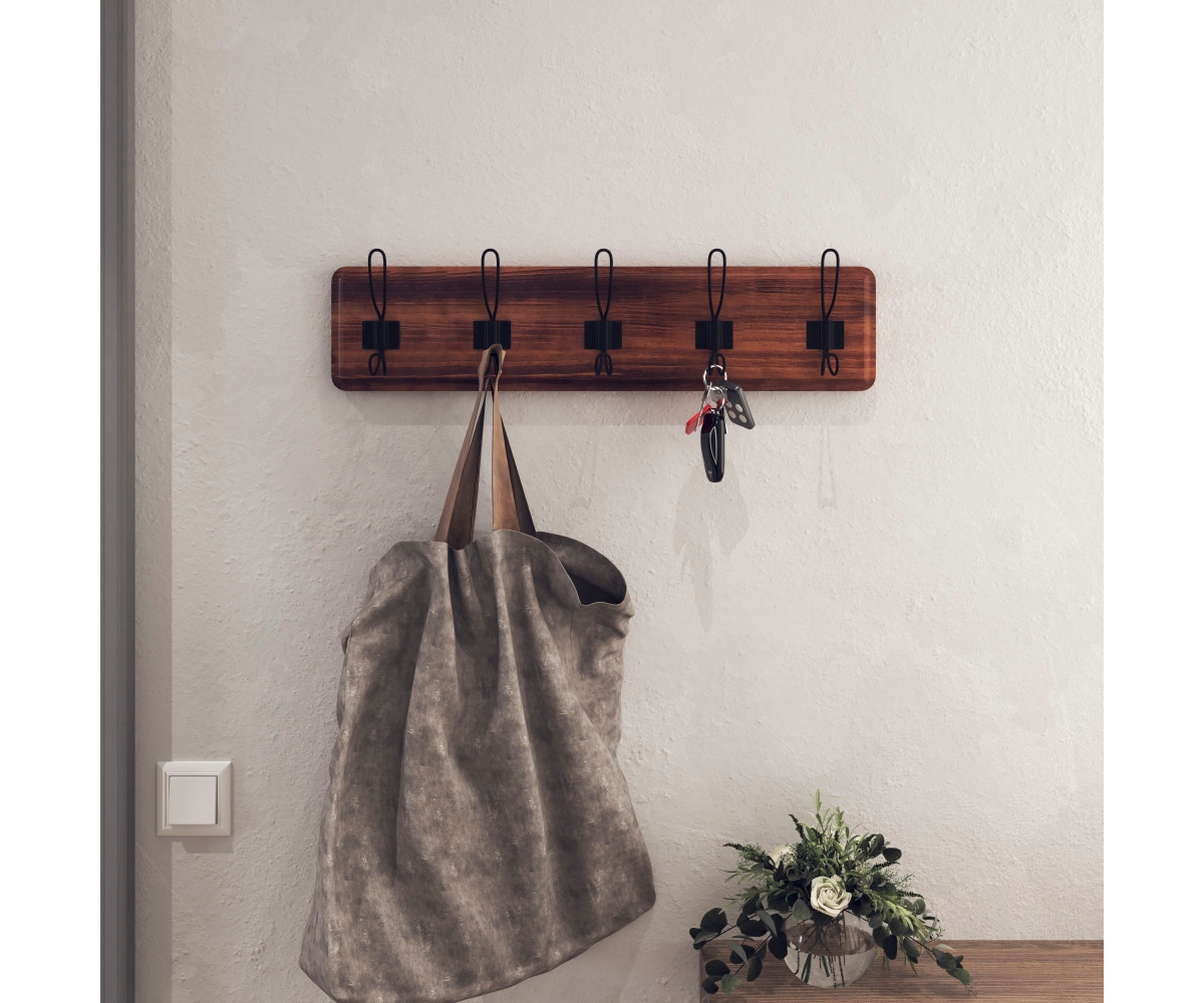 Rustic Coat Rack With Hooks -Wall Mount Coat Rack - Solid Pine Wood Entryway Hanger - Farmhouse Coat Rack For Kitchen, Bedroom