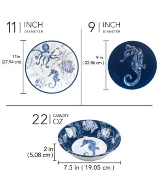 Sea Life Melamine 12 Pc. Dinnerware Set, Service For 4